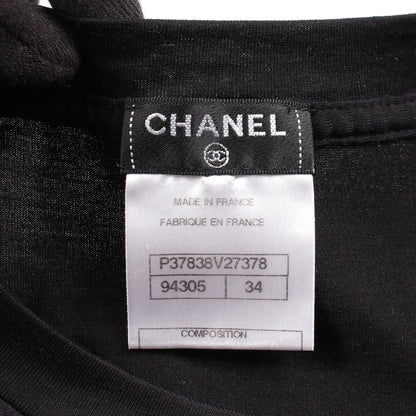 ココマーク装飾 半袖Tシャツ コットン ブラック シャネル