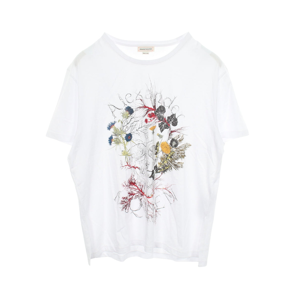 Glowing Botanical Skull スカル 半袖Tシャツ コットン ホワイト アレキサンダーマックイーン