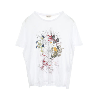 Glowing Botanical Skull スカル 半袖Tシャツ コットン ホワイト アレキサンダーマックイーン