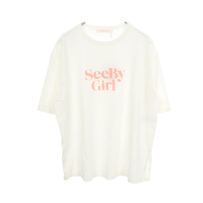ロゴ 半袖Tシャツ コットン ホワイト ピンク シーバイクロエ