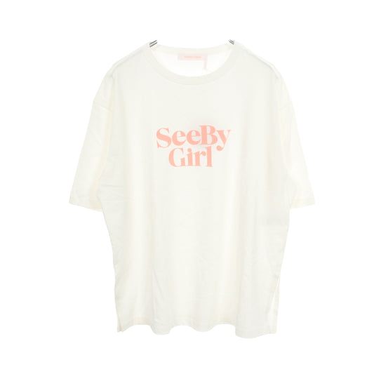 ロゴ 半袖Tシャツ コットン ホワイト ピンク シーバイクロエ
