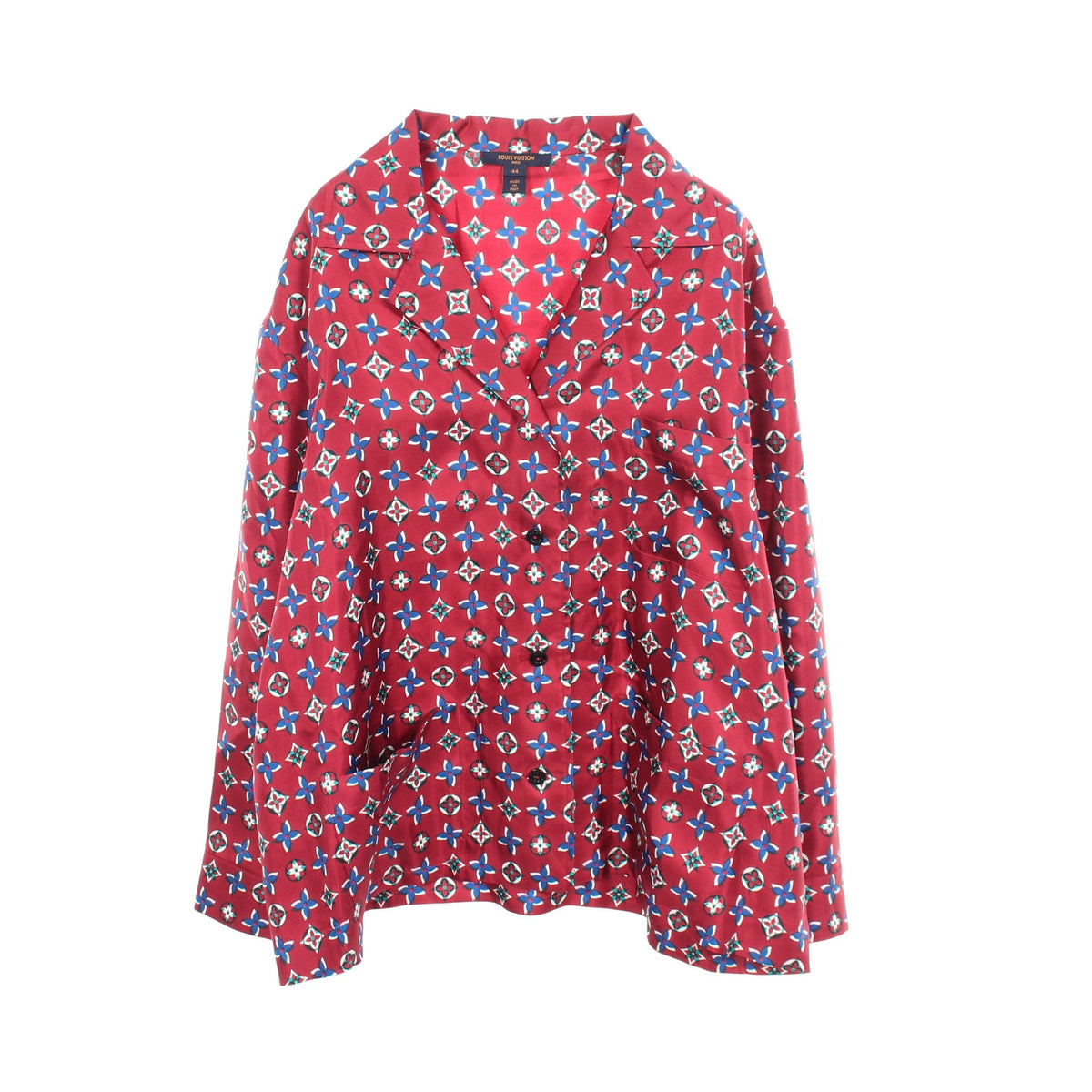 モノグラム パジャマ シャツ シルク バーガンディ ホワイト マルチカラー ルイヴィトン トップス LOUIS VUITTON