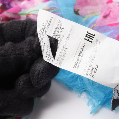 花柄 ストール モダール カシミヤ ライトブルー マルチカラー ドルチェアンドガッバーナ