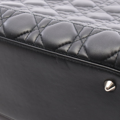 LADY DIOR レディディオール 2WAY ハンドバッグ レザー ブラック クリスチャンディオール