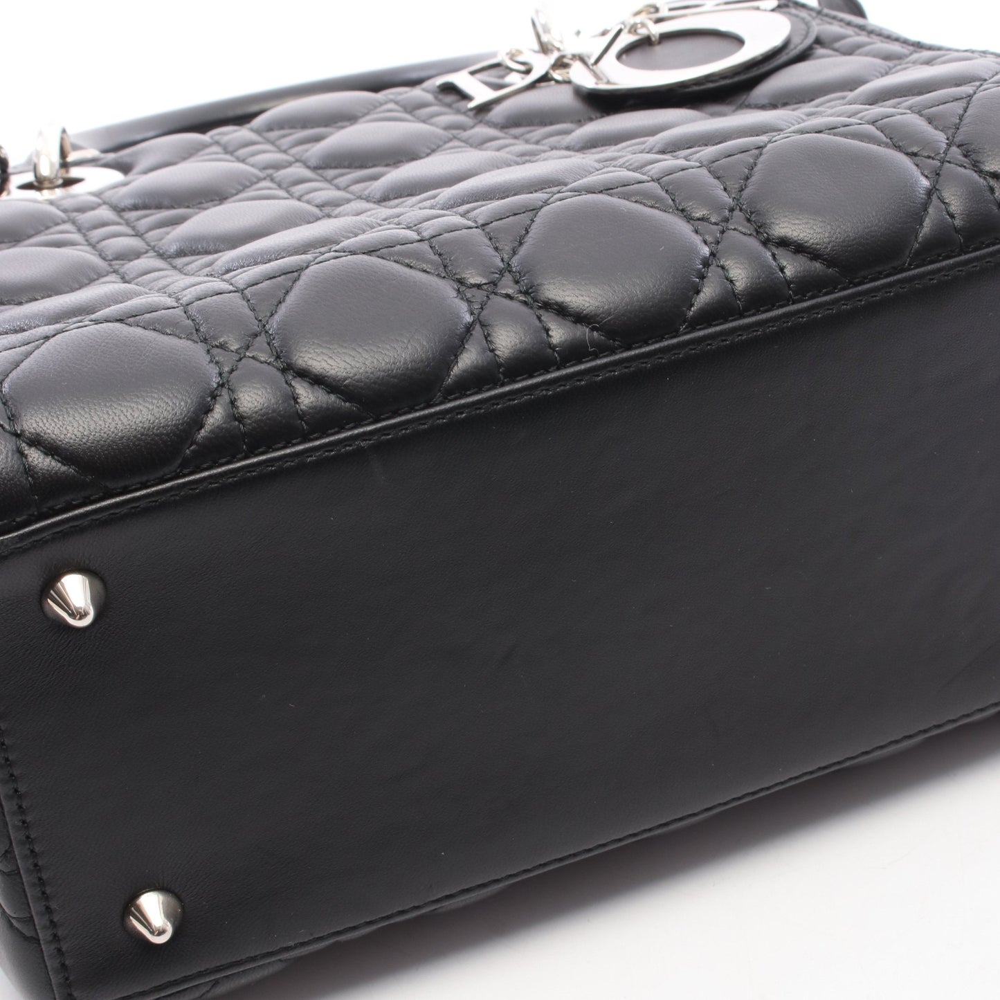 LADY DIOR レディディオール 2WAY ハンドバッグ レザー ブラック クリスチャンディオール