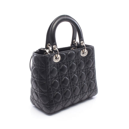 LADY DIOR レディディオール 2WAY ハンドバッグ レザー ブラック クリスチャンディオール