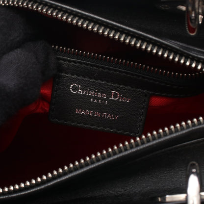 LADY DIOR レディディオール 2WAY ハンドバッグ レザー ブラック クリスチャンディオール