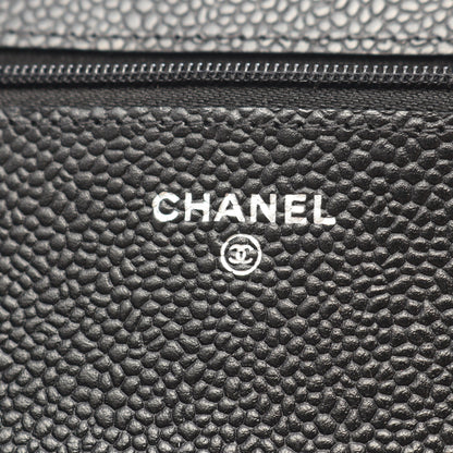 マトラッセ チェーンウォレット キャビアスキン ブラック シルバー金具 シャネル