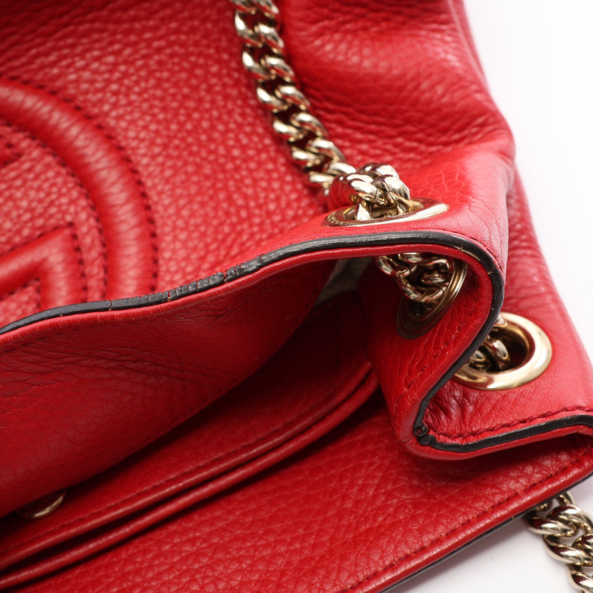 ソーホー チェーンショルダーバッグ レザー レッド グッチ バッグ GUCCI
