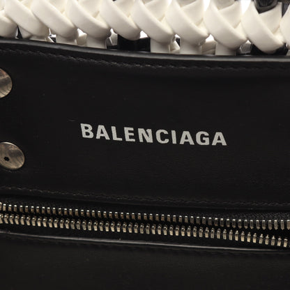 BISTRO XXS ビストロ バスケットバッグ 2WAY かごバッグ ハンドバッグ エナメル ホワイト ブラック バレンシアガ