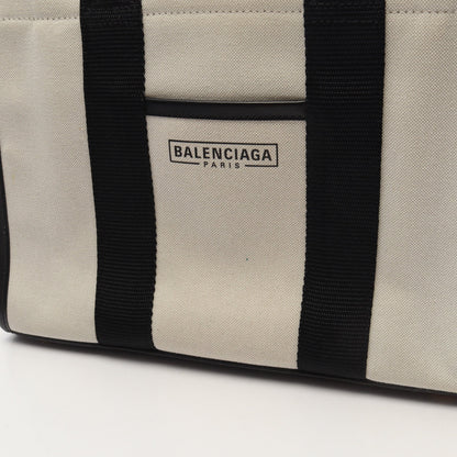 HARDWARE TOTE S 2WAY ハンドバッグ トートバッグ キャンバス レザー アイボリー ブラック バレンシアガ