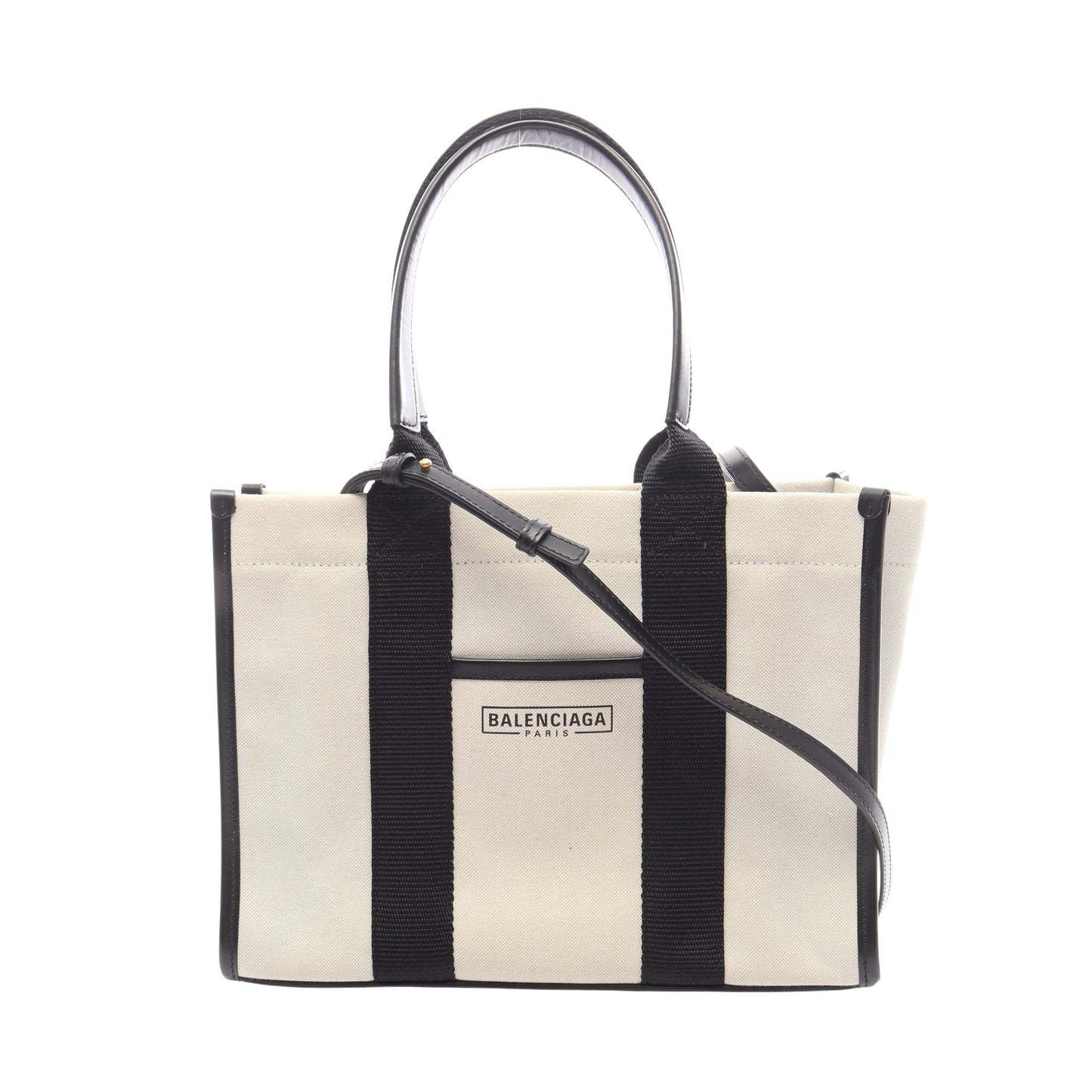 HARDWARE TOTE S 2WAY ハンドバッグ トートバッグ キャンバス レザー アイボリー ブラック バレンシアガ