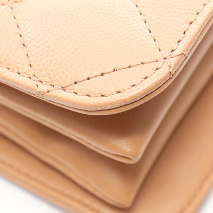 マトラッセ 2WAY チェーンショルダーバッグ キャビアスキン ベージュ ゴールド金具 シャネル