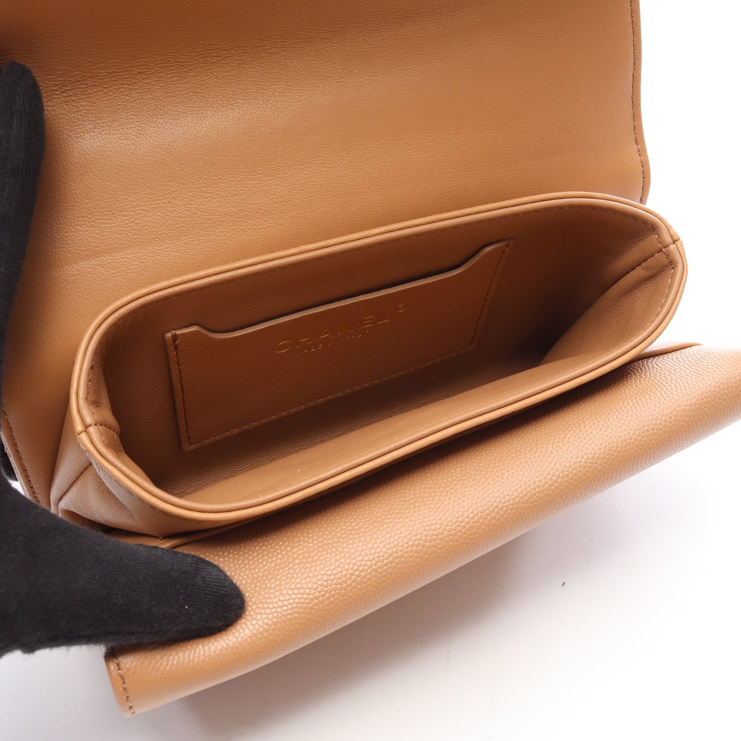 マトラッセ 2WAY チェーンショルダーバッグ キャビアスキン ベージュ ゴールド金具 シャネル