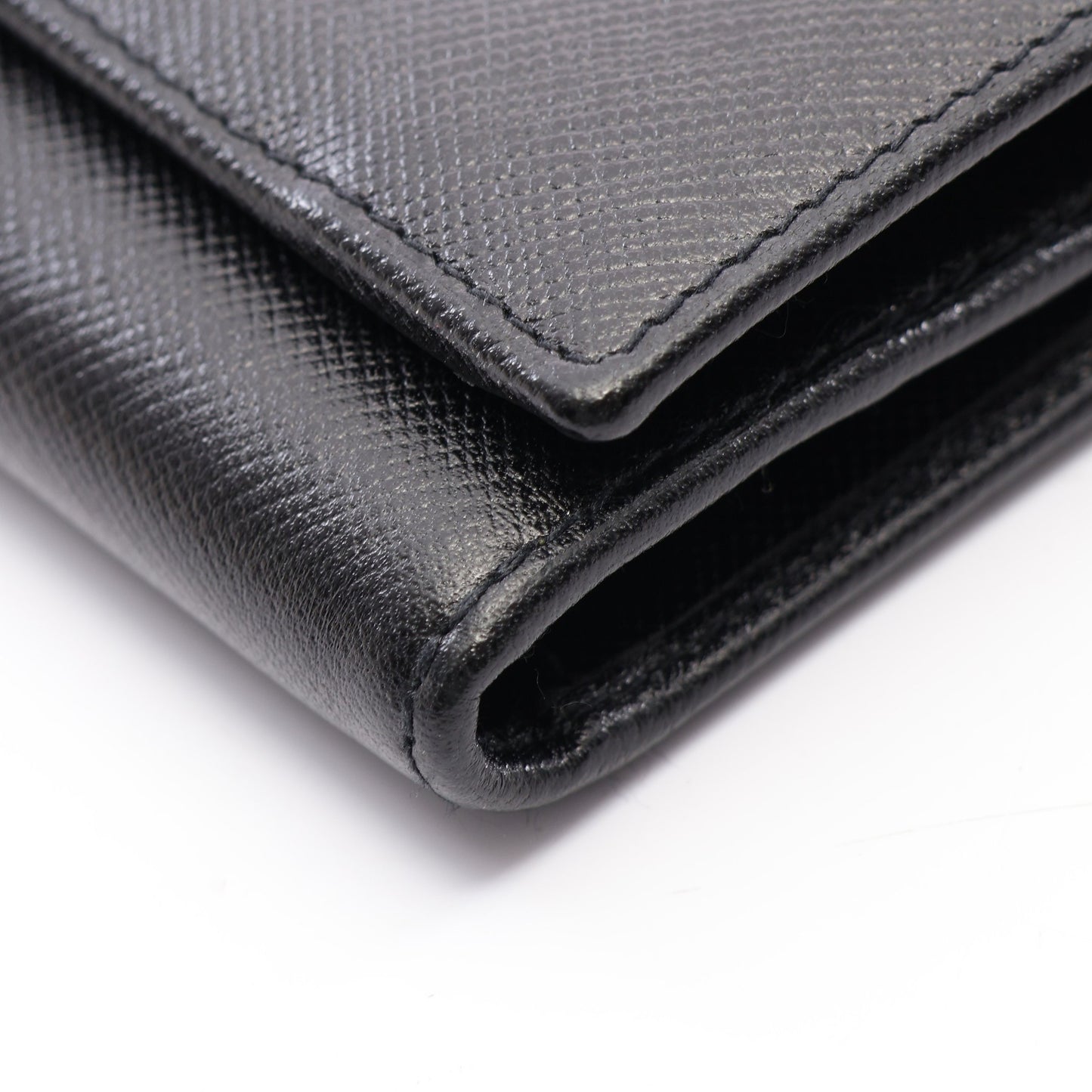 SAFFIANO 三つ折り財布 レザー ブラック プラダ
