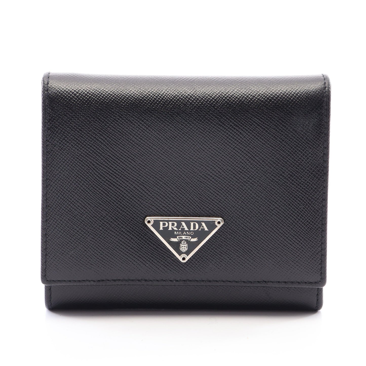 SAFFIANO 三つ折り財布 レザー ブラック プラダ