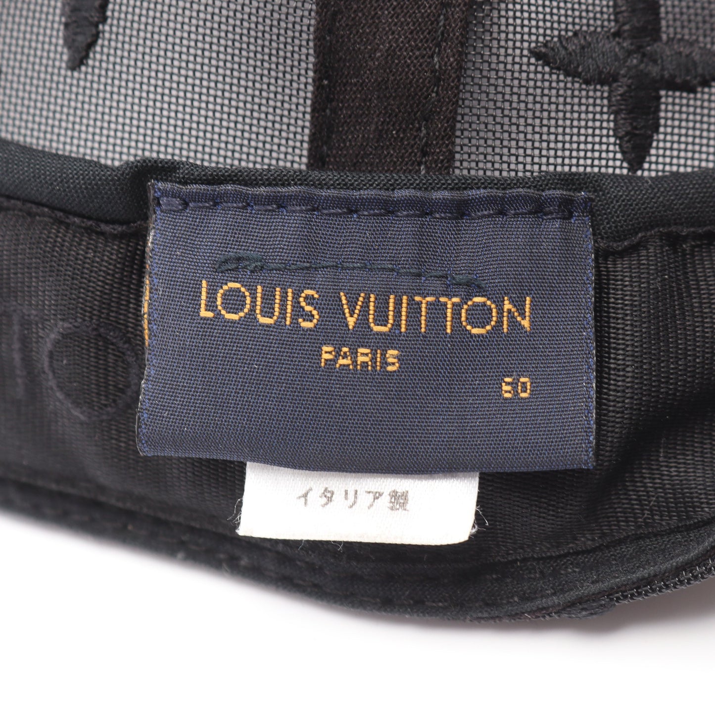 キャスケット メッシュLV メッセージ 帽子 コットン レザー ブラック ルイヴィトン