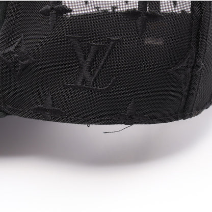 キャスケット メッシュLV メッセージ 帽子 コットン レザー ブラック ルイヴィトン