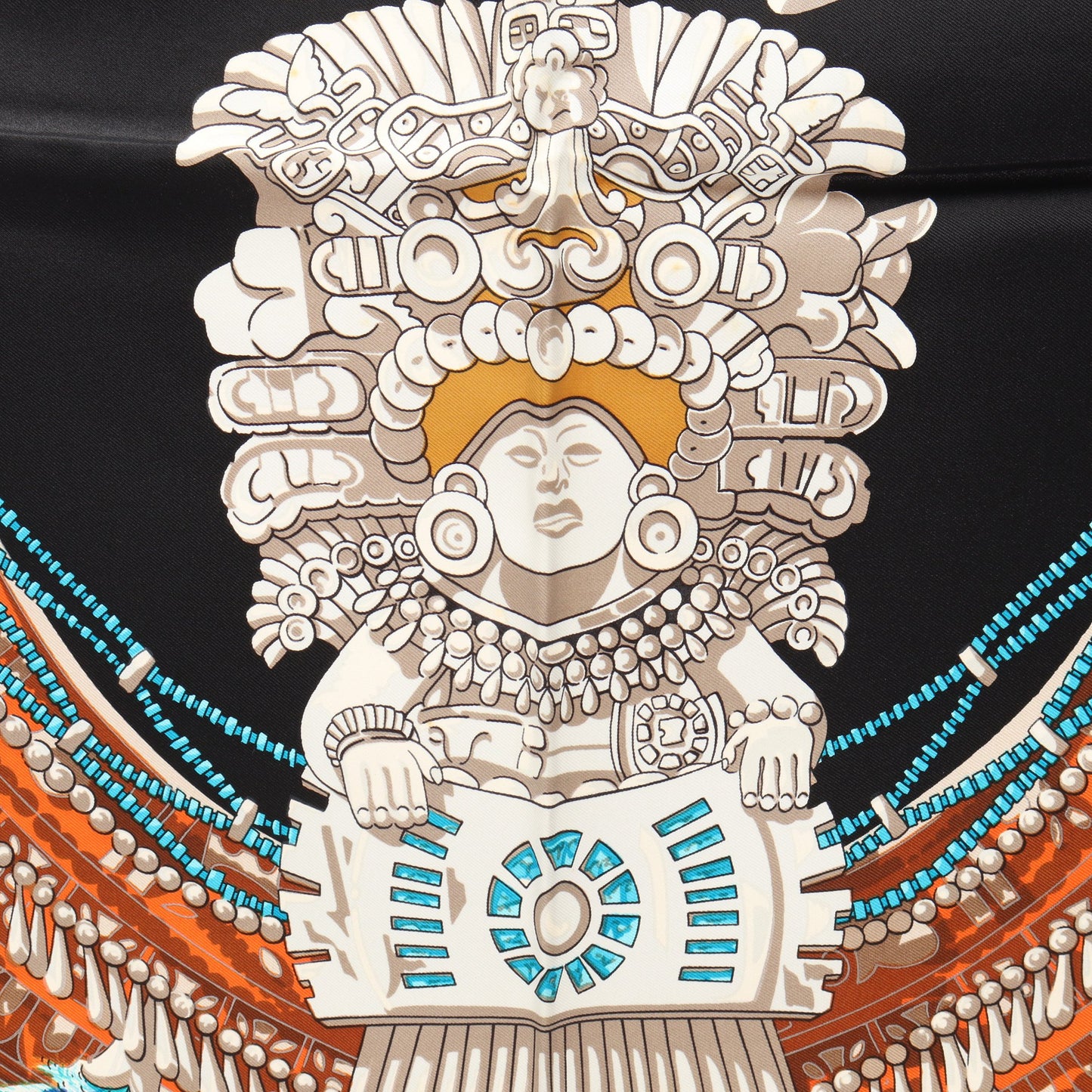 カレ90 MEXIQUE スカーフ シルク ブラック マルチカラー エルメス