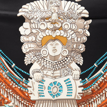 カレ90 MEXIQUE スカーフ シルク ブラック マルチカラー エルメス