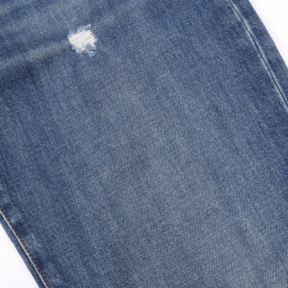 ロゴ刺繍 ダメージ加工 デニムパンツ コットン インディゴブルー ドルチェアンドガッバーナ