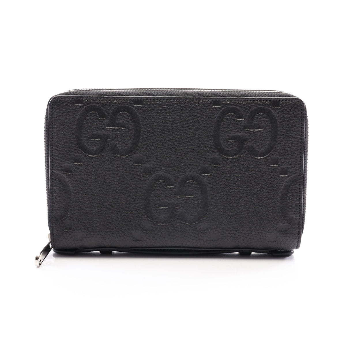 ジャンボ GG トラベルドキュメントケース ラウンドファスナー長財布 レザー ブラック グッチ