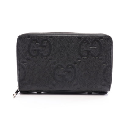 ジャンボ GG トラベルドキュメントケース ラウンドファスナー長財布 レザー ブラック グッチ