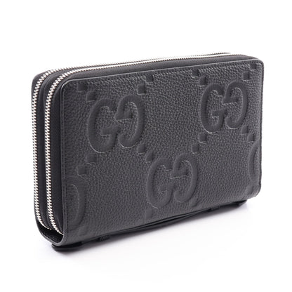 ジャンボ GG トラベルドキュメントケース ラウンドファスナー長財布 レザー ブラック グッチ