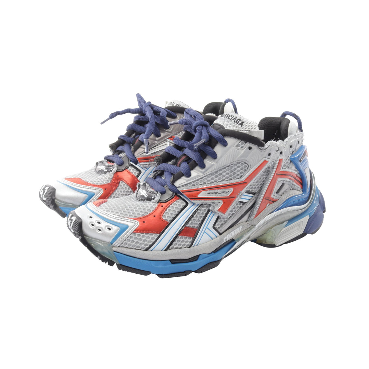RUNNER ランナー ユーズド加工 スニーカー ファブリック ラバー グレー ブルー バレンシアガ