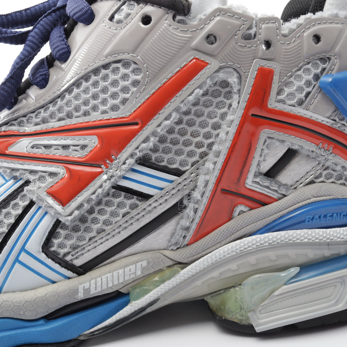 RUNNER ランナー ユーズド加工 スニーカー ファブリック ラバー グレー ブルー バレンシアガ