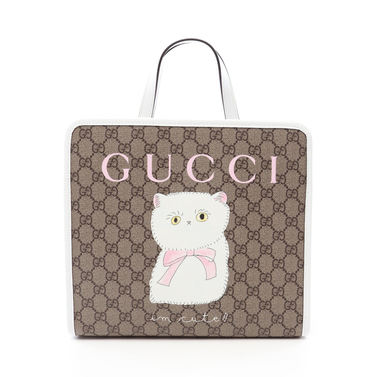 GUCCI × NAON JEONG チルドレンズ GGスプリーム ハンドバッグ トートバッグ PVC レザー ベージュ ホワイト ピンク グッチ