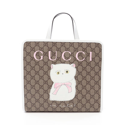 GUCCI × NAON JEONG チルドレンズ GGスプリーム ハンドバッグ トートバッグ PVC レザー ベージュ ホワイト ピンク グッチ