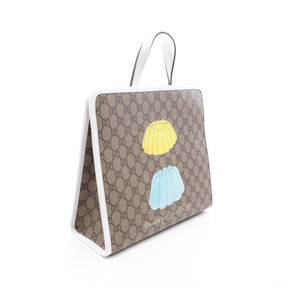 GUCCI × NAON JEONG チルドレンズ GGスプリーム ハンドバッグ トートバッグ PVC レザー ベージュ ホワイト ピンク グッチ