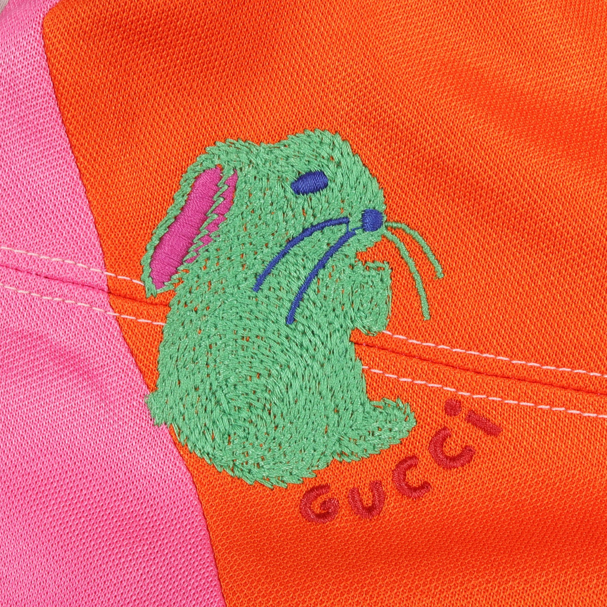 刺繍 バイカラー ピケ ジャケット コットン ピンク オレンジ マルチカラー グッチ