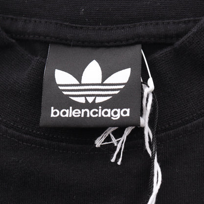 BALENCIAGA × adidas ロゴ刺繍 オーバーサイズ 半袖Tシャツ コットン ブラック バレンシアガ