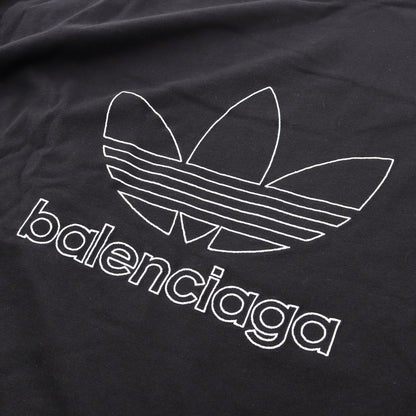 BALENCIAGA × adidas ロゴ刺繍 オーバーサイズ 半袖Tシャツ コットン ブラック バレンシアガ