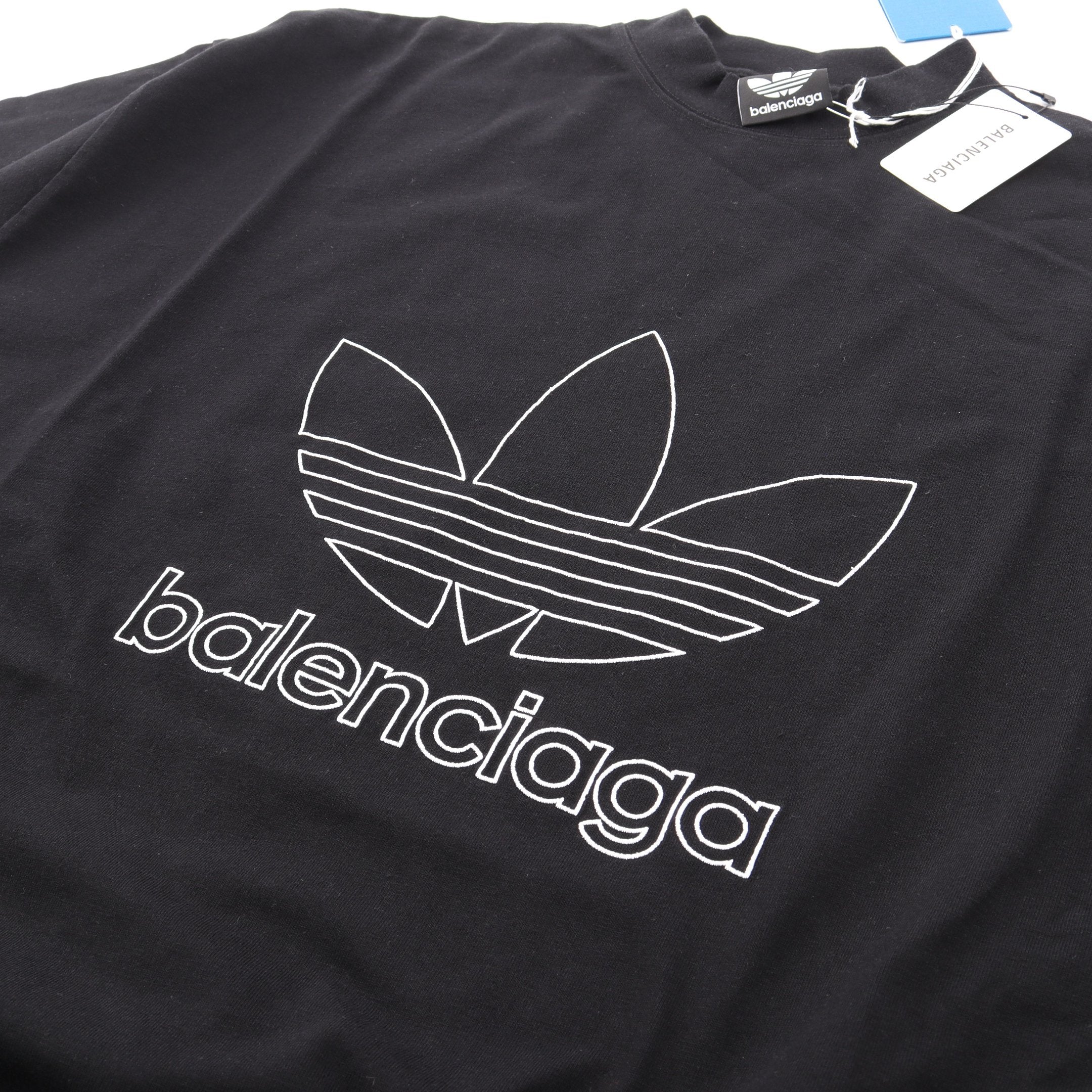 BALENCIAGA × adidas ロゴ刺繍 オーバーサイズ 半袖Tシャツ コットン