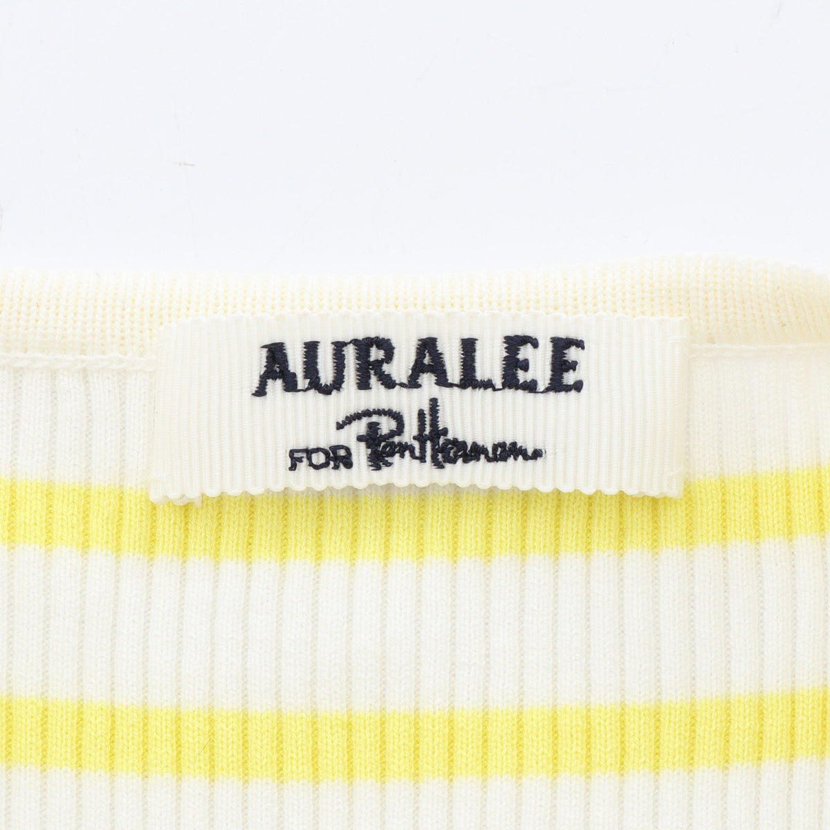 AURALEE × Ron Herman ボーダー ニット コットン ホワイト イエロー オーラリー