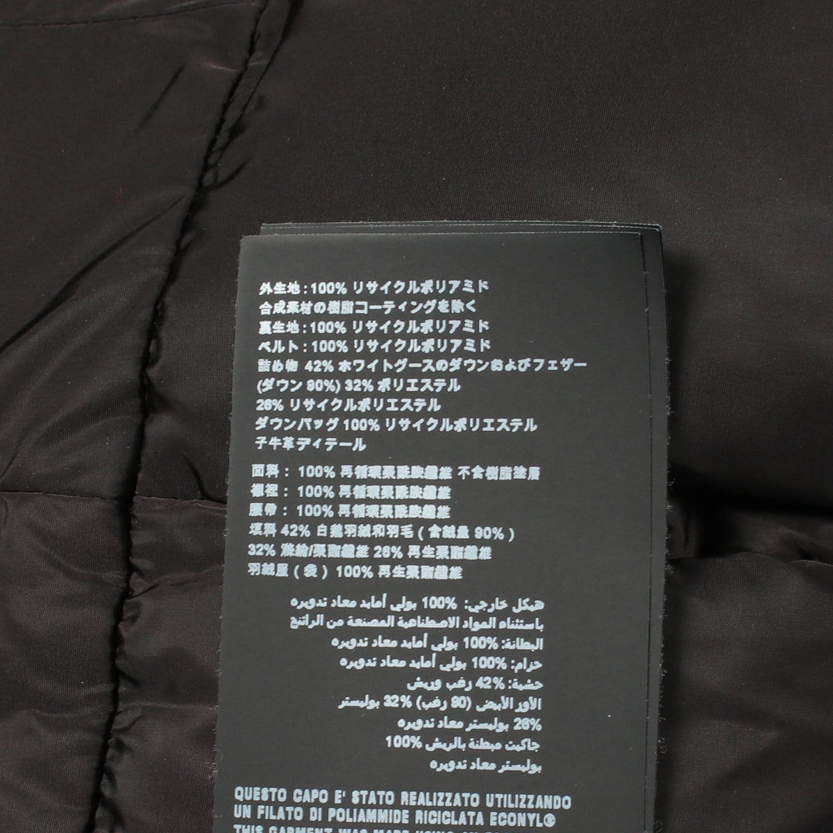 Re-Nylon トライアングルロゴ フード付き ダウンコート ナイロン ブラック プラダ