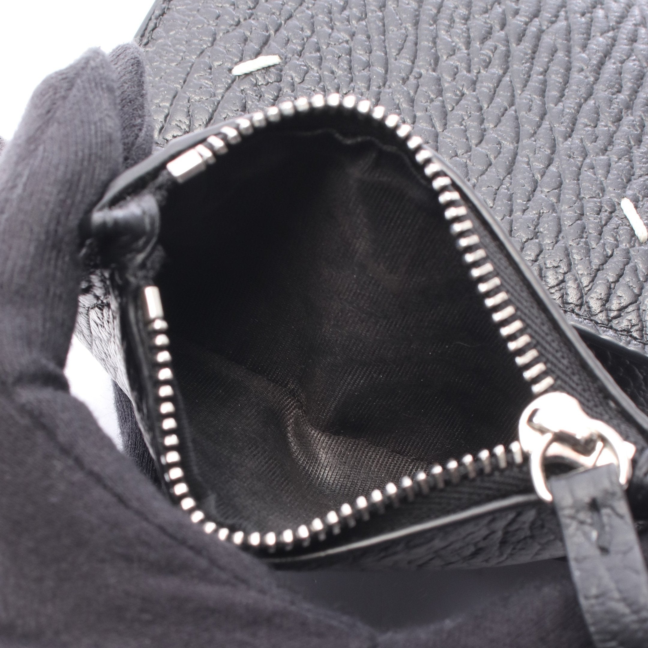 4ステッチ コンパクトウォレット 三つ折り財布 レザー ブラック メゾン