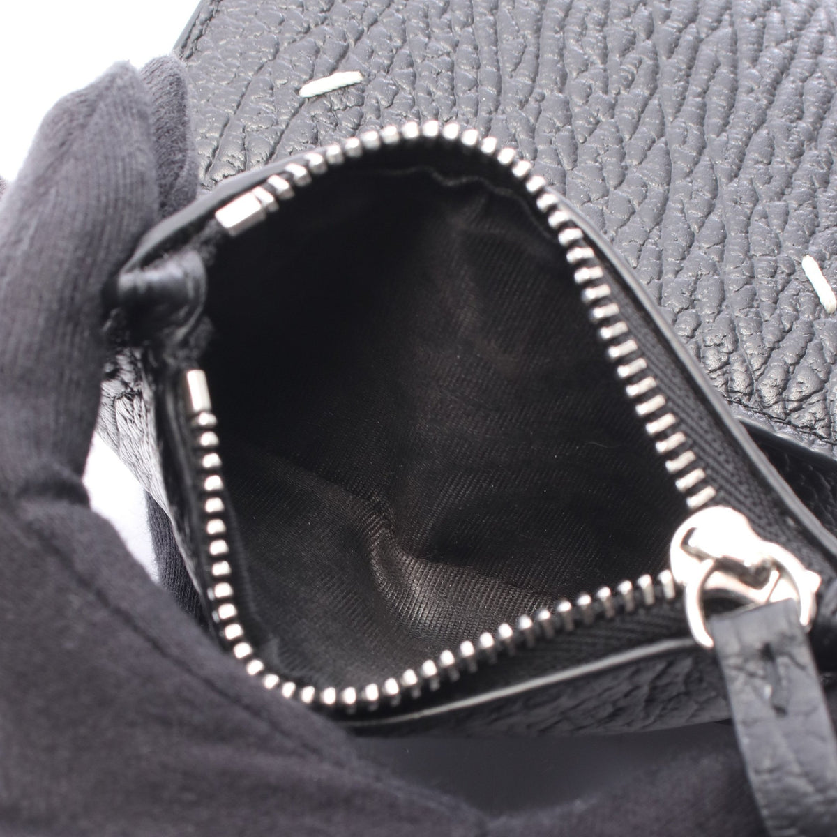 4ステッチ コンパクトウォレット 三つ折り財布 レザー ブラック メゾンマルジェラ11