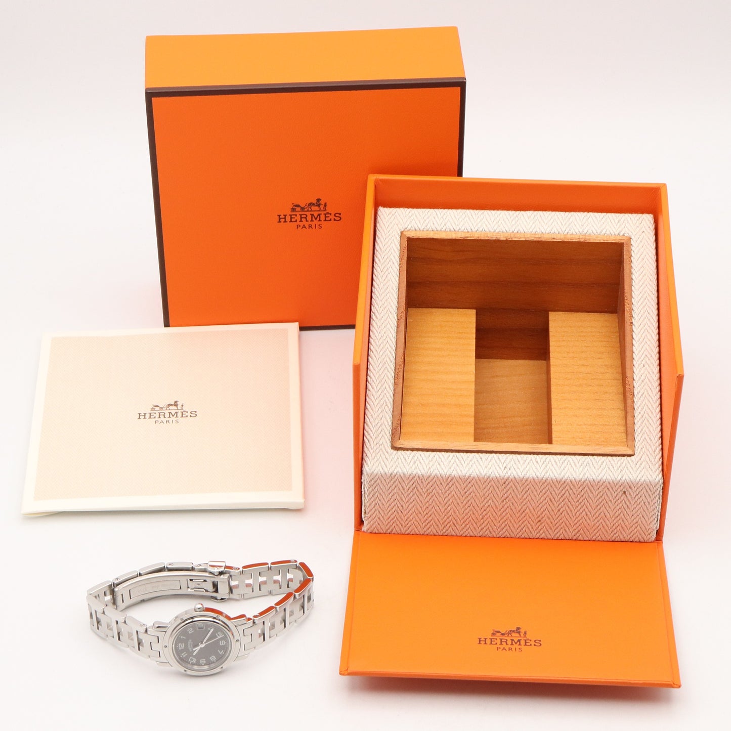 クリッパー レディース 腕時計 クオーツ ステンレススチール ブラック エルメス 時計 HERMES