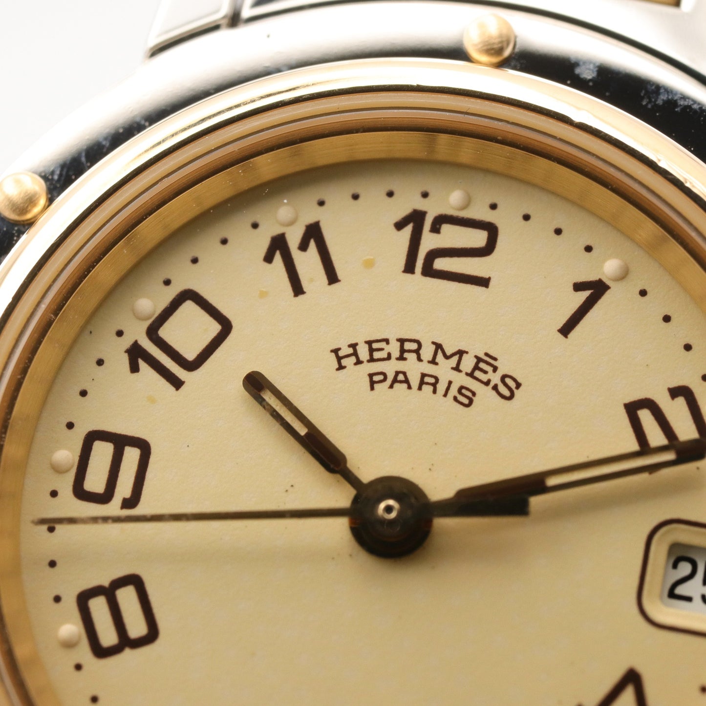 クリッパー コンビ レディース 腕時計 クオーツ GP（ゴールドメッキ） ステンレススチール アイボリー エルメス 時計 HERMES