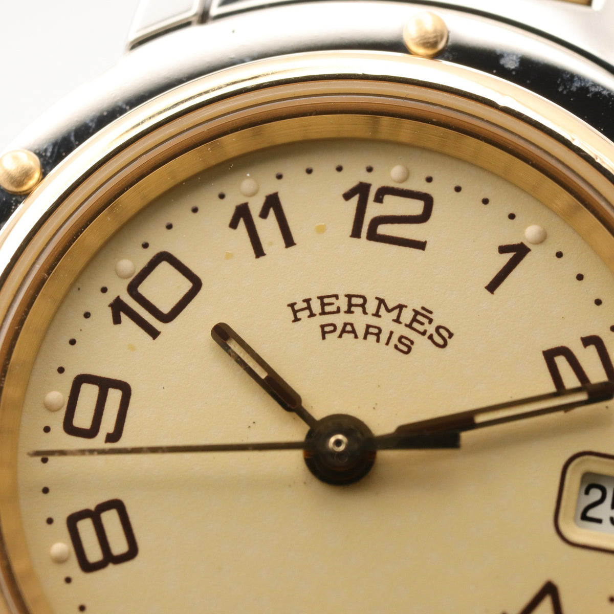 クリッパー コンビ レディース 腕時計 クオーツ GP（ゴールドメッキ） ステンレススチール アイボリー エルメス 時計 HERMES