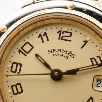 クリッパー コンビ レディース 腕時計 クオーツ GP（ゴールドメッキ） ステンレススチール アイボリー エルメス 時計 HERMES