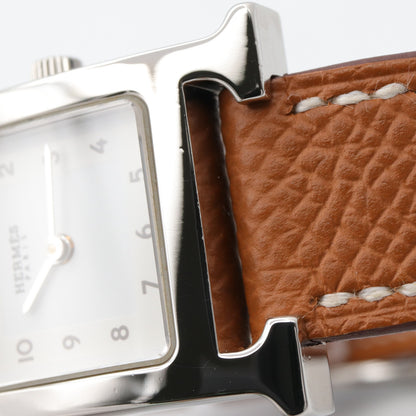 Hウォッチ レディース 腕時計 クオーツ ステンレススチール レザーベルト ホワイト エルメス 時計 HERMES