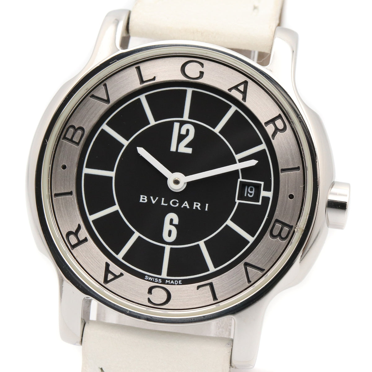 ソロテンポ レディース 腕時計 クオーツ ステンレススチール レザーベルト ブラック ブルガリ 時計 BVLGARI