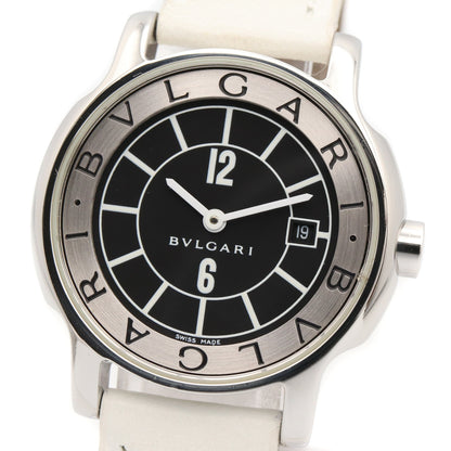 ソロテンポ レディース 腕時計 クオーツ ステンレススチール レザーベルト ブラック ブルガリ 時計 BVLGARI