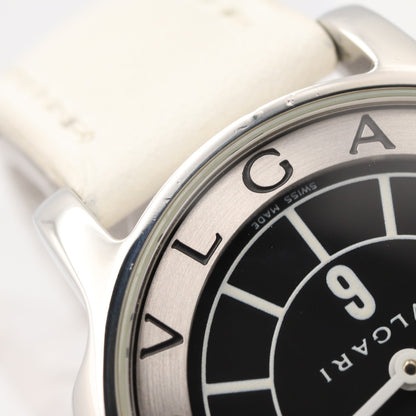 ソロテンポ レディース 腕時計 クオーツ ステンレススチール レザーベルト ブラック ブルガリ 時計 BVLGARI