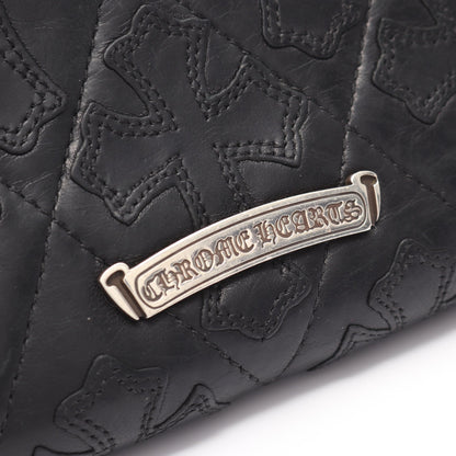REC F ZIP QUILTED セメタリークロスパッチ ラウンドファスナー長財布 レザー ブラック クロムハーツ